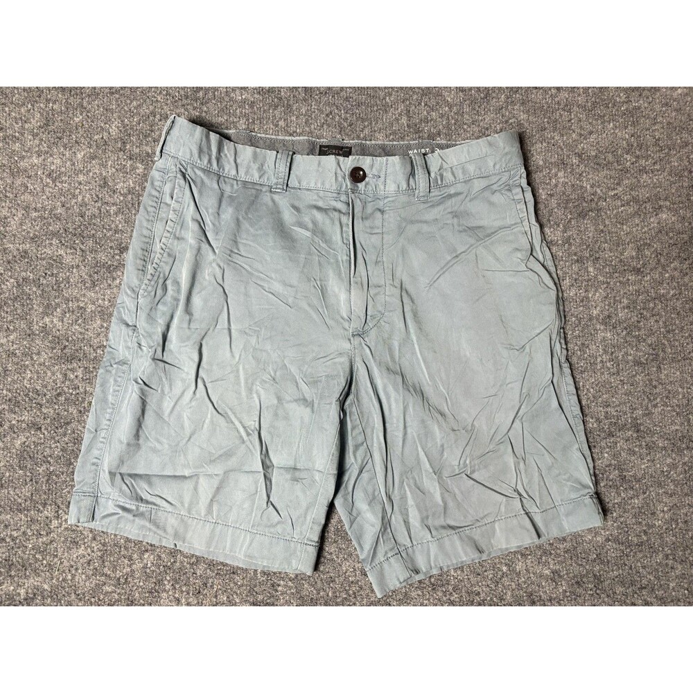 J.CREW Chino Shorts Mens 31 Blue Stretch Canvas 9" Inseam Flat Front Casual